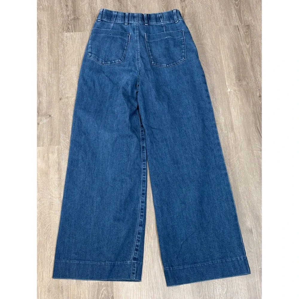 Uniqlo Wide Leg Jeans Medium Wash High Rise Denim Pants XS 24-25 Inch - Picture 2 of 3